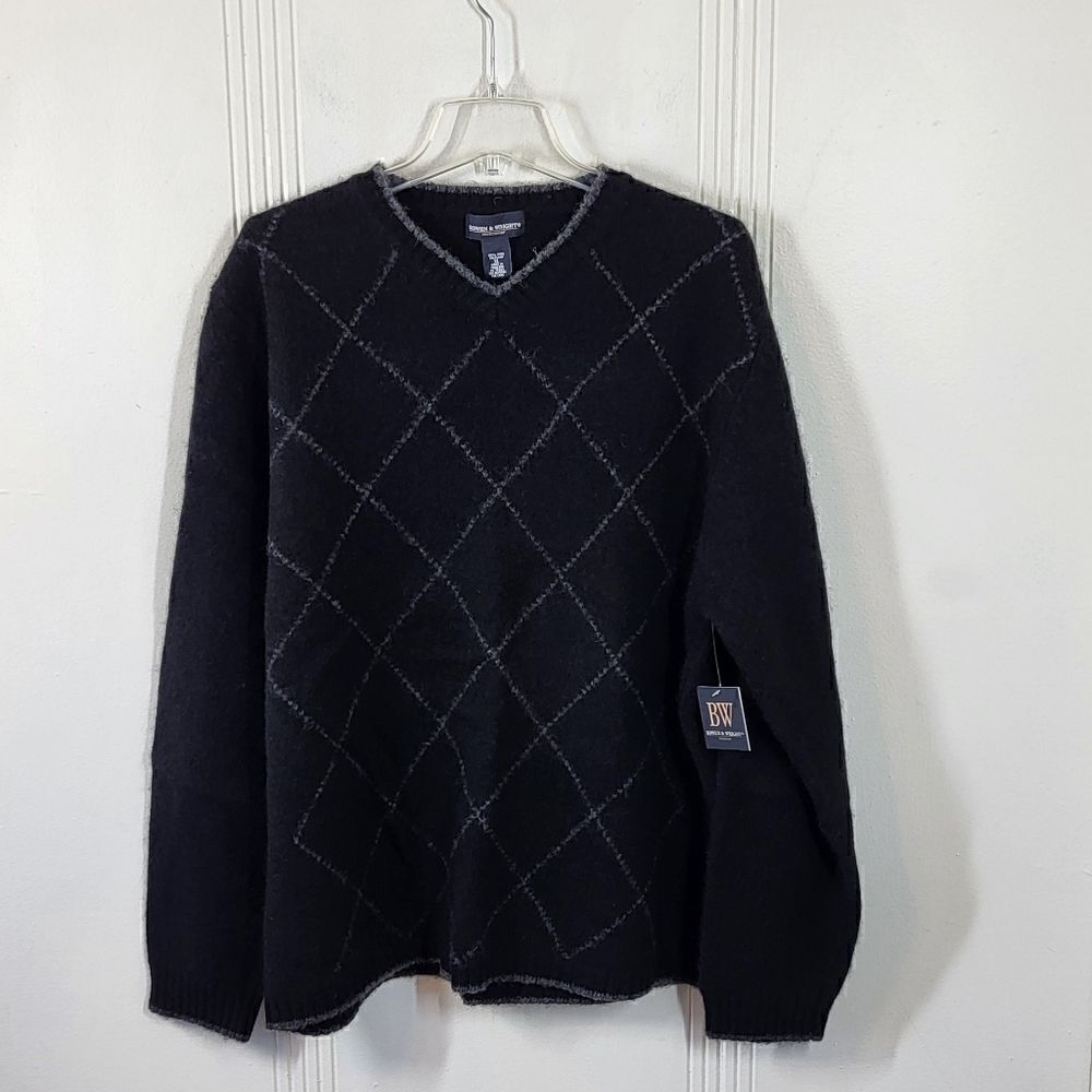 Bowen & Wright Men's 100% Wool Black Sweater